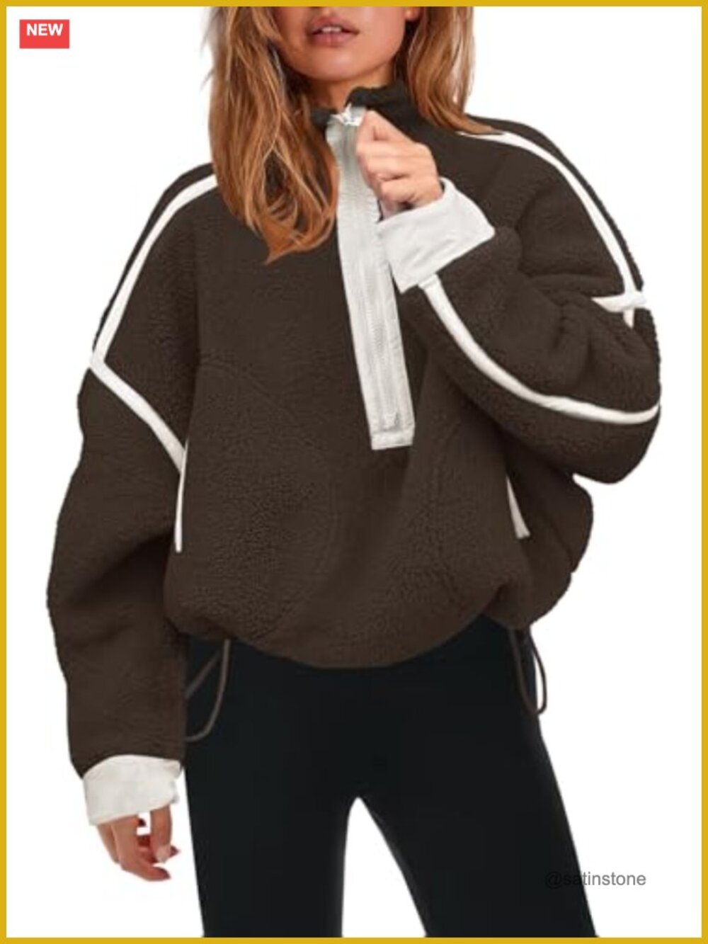 Women's Half Zip Fleece Pullover Sherpa Sweatshirt Fuzzy Teddy Jacket
